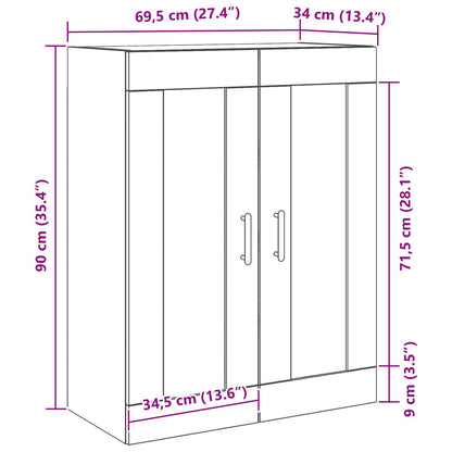 Highboard 69,5X34X90 Cm Gefabriceerd Hout Zwart eiken