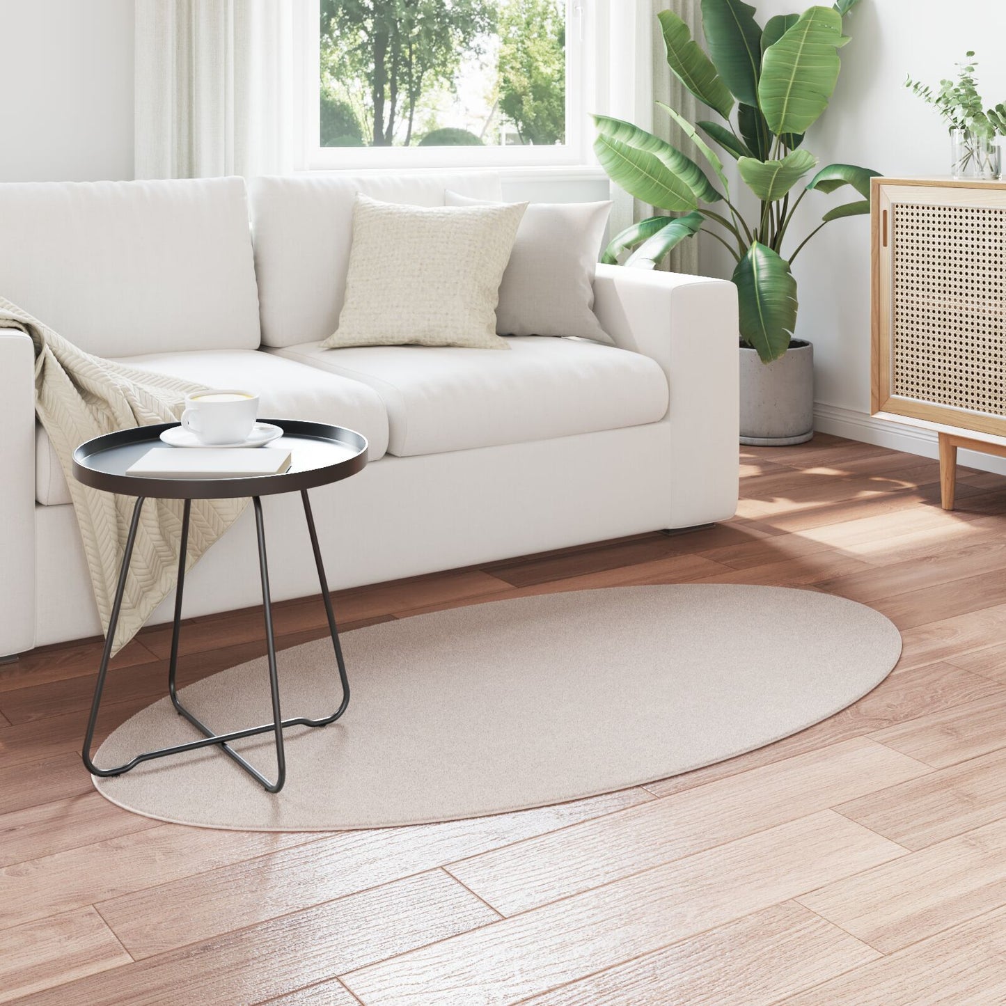 Vloerkleden Kleur Katoen Anti-Slip Ovaal Zand 80 x 150 cm