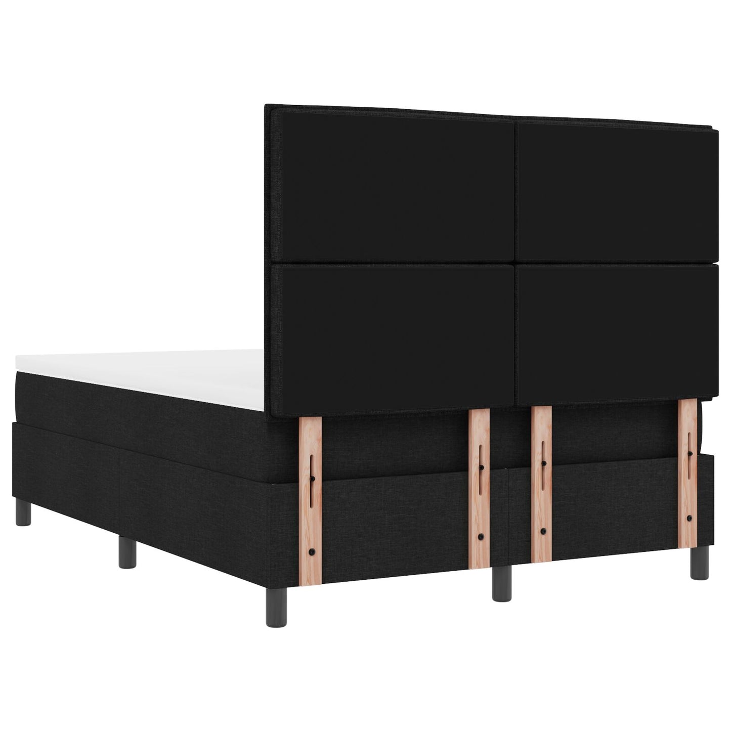 Boxspring Bed Met Matras Stof Zwart 140 x 200 cm Lijnen ontwerp