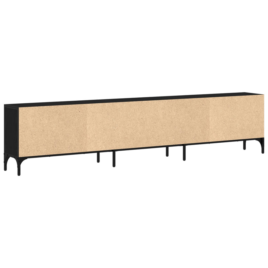 Tv-Meubel Met Lade Zwart Eiken 200X25X44 Cm Bewerkt Hout Zwart Eiken