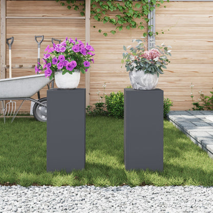 Buiten Plantstands Pilaren 2 Stuks 24X24X55 Cm Staal Anthraciet 2x (55 cm)