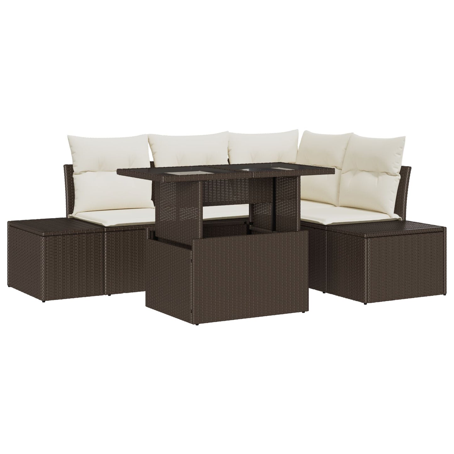 Tuin Sofa Set Set Van 5 Bruin Rattan Tuin Sofa Set Rechthoekig