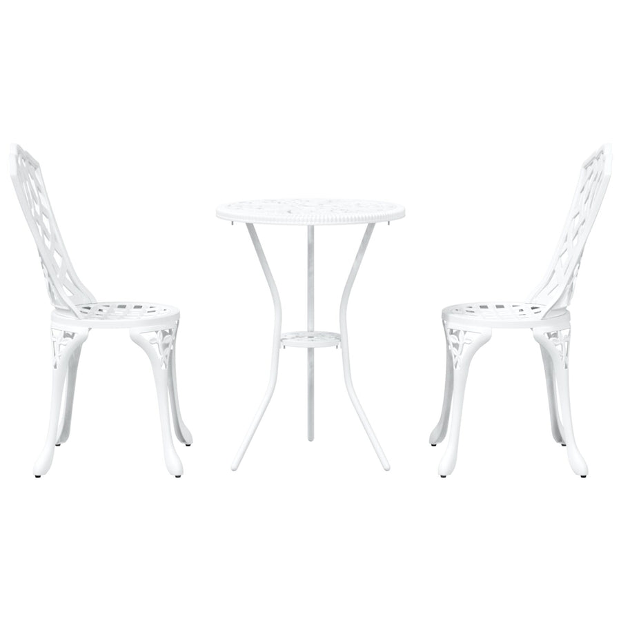 3-Delige Tuin Bistro Set Te Gietaluminium Wit