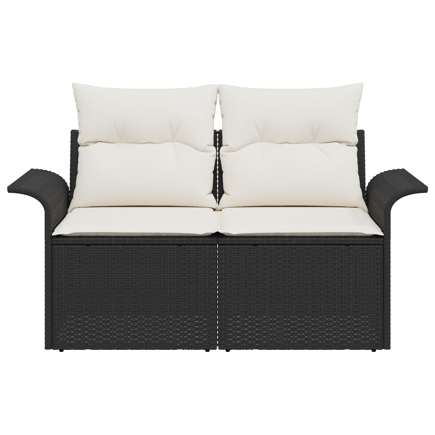 2-Zits Tuinsofa Met Opbergruimte En Kussens Poly Rattan Zwart en Wit met opslag