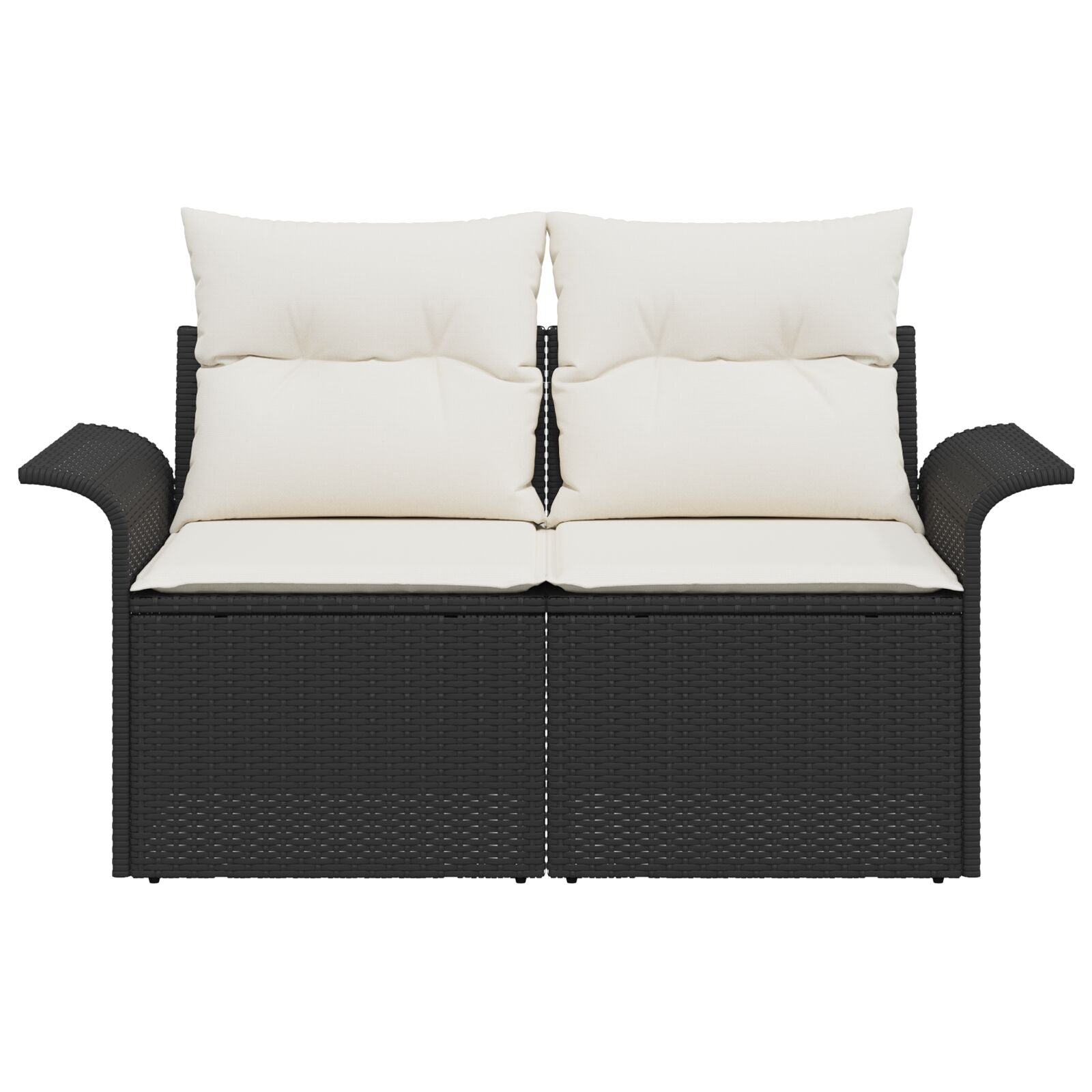 2-Zits Tuinsofa Met Opbergruimte En Kussens Poly Rattan Zwart en Wit met opslag