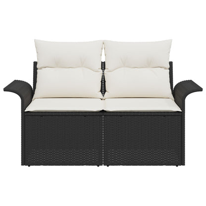 2-Zits Tuinsofa Met Opbergruimte En Kussens Poly Rattan Zwart en Wit met opslag