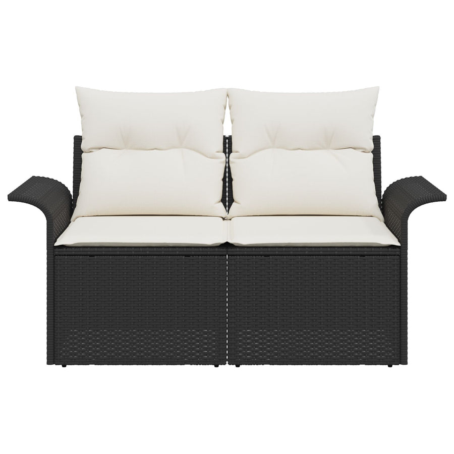 2-Zits Tuinsofa Met Opbergruimte En Kussens Poly Rattan Zwart en Wit met opslag