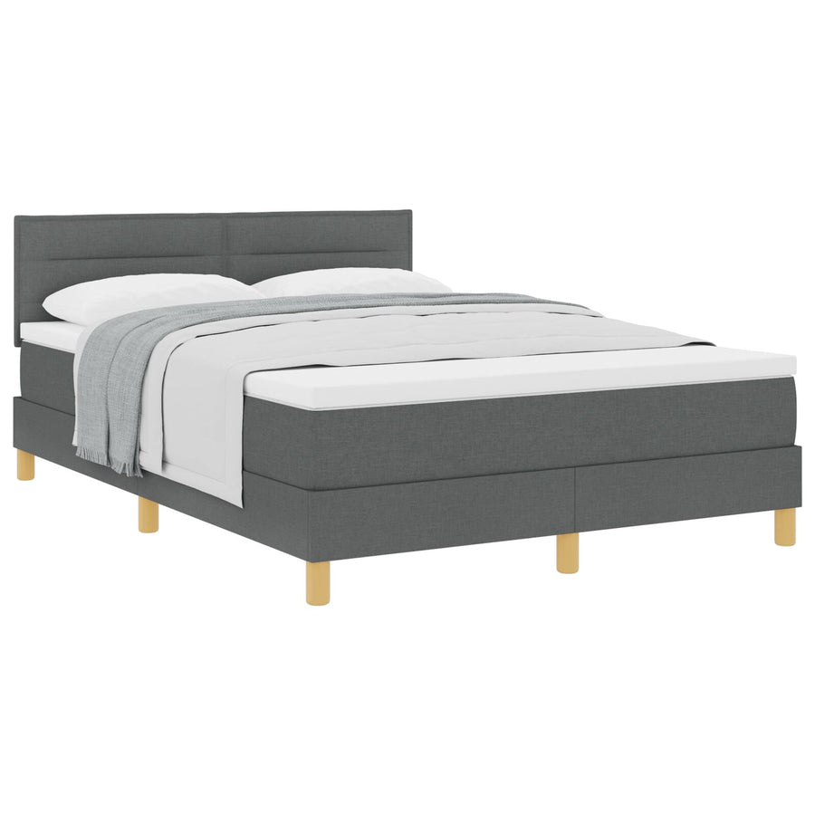 Boxspring Bed Met Matras Stof Donkergrijs 160 x 200 cm Lijnen ontwerp