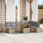 Tuinset poly rotan 9-delig beige 8 personen