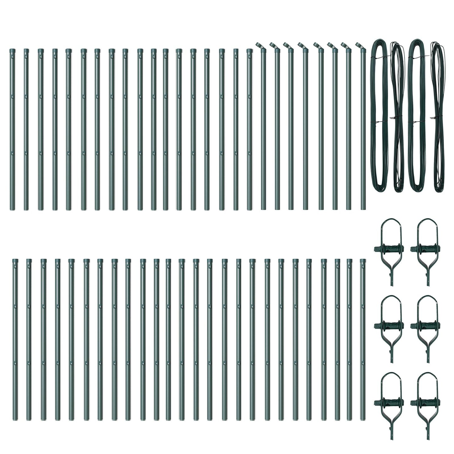 Hekpalen 52 Stuks Ø32 Mm Verzinkt Staal Groen 80 cm 52x post