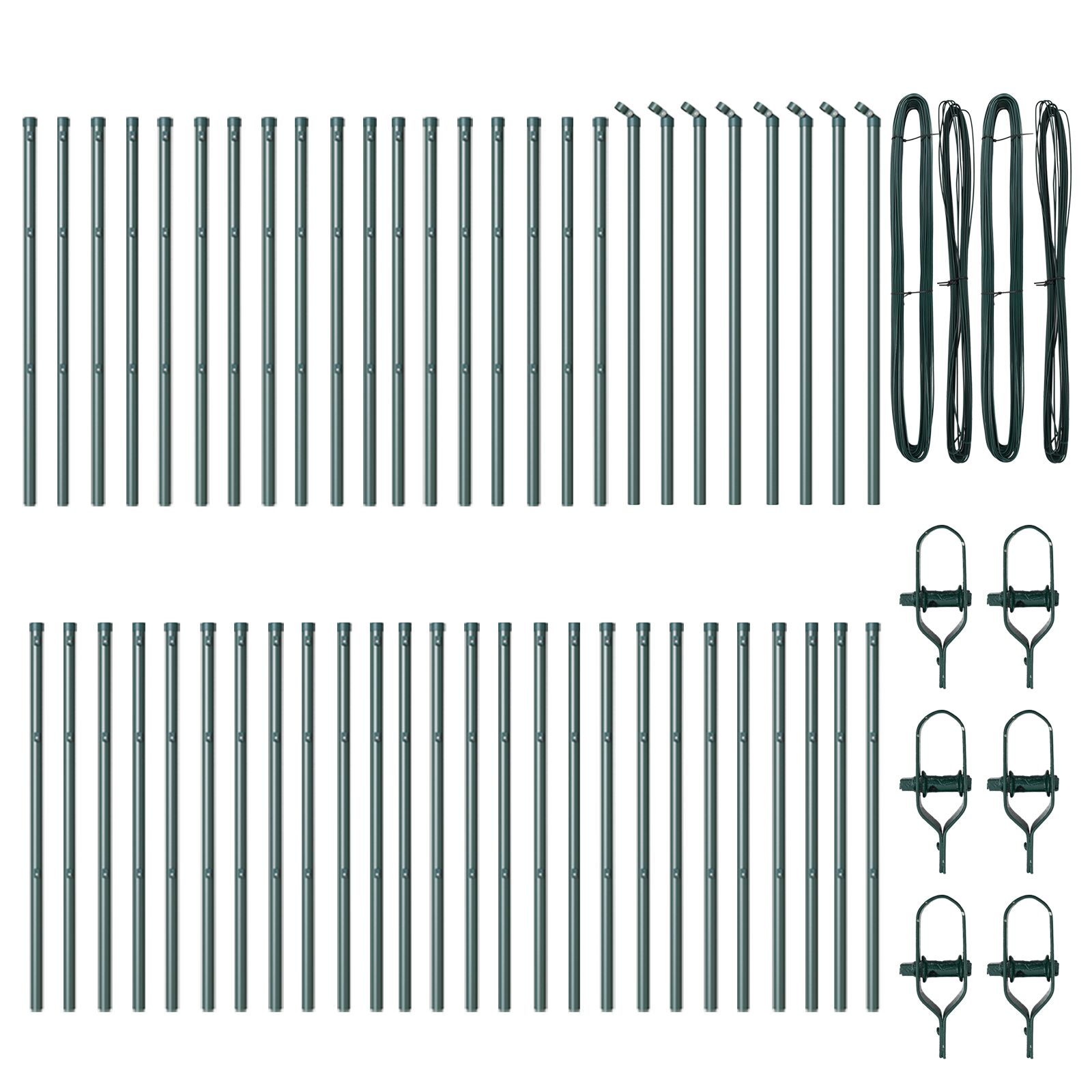 Hekpalen 52 Stuks Ø32 Mm Verzinkt Staal Groen 80 cm 52x post