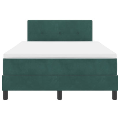 Boxspring Bed Met Matras Donkergroen Klein Dubbel Velours Blauw