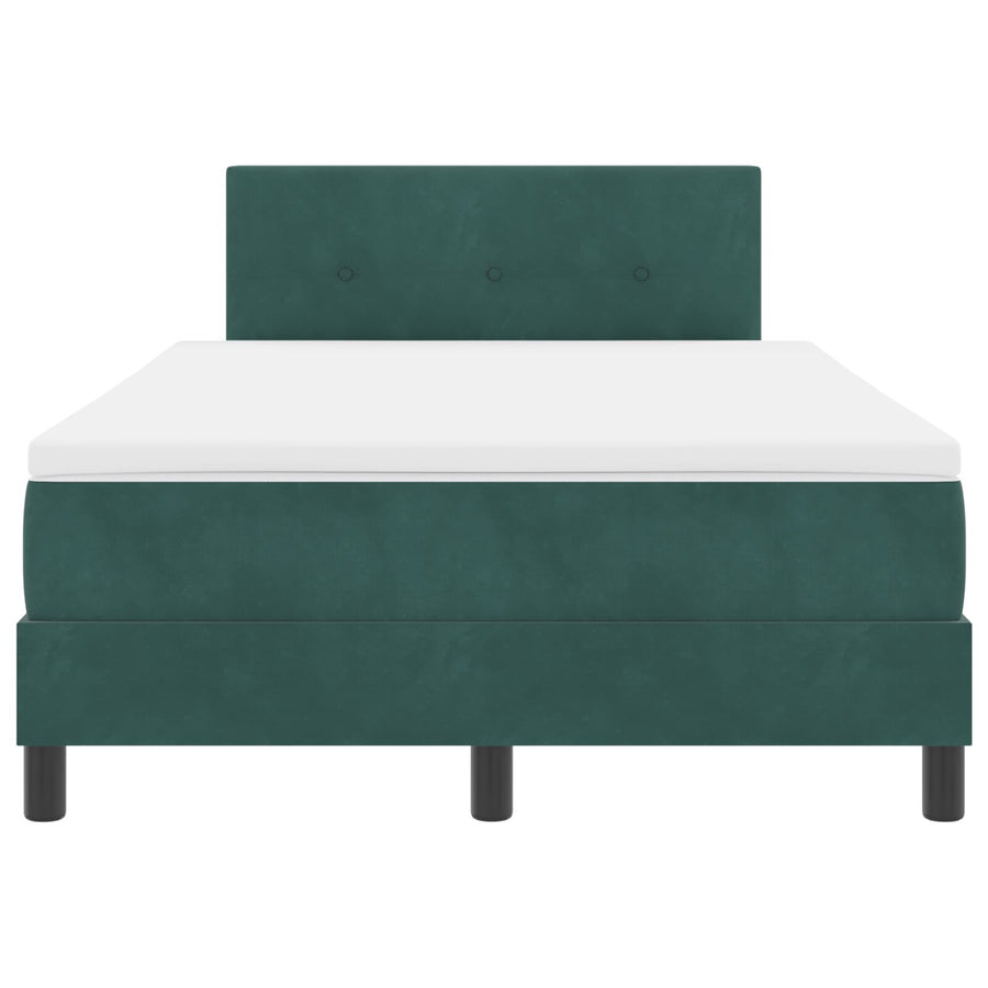 Boxspring Bed Met Matras Donkergroen Klein Dubbel Velours Blauw