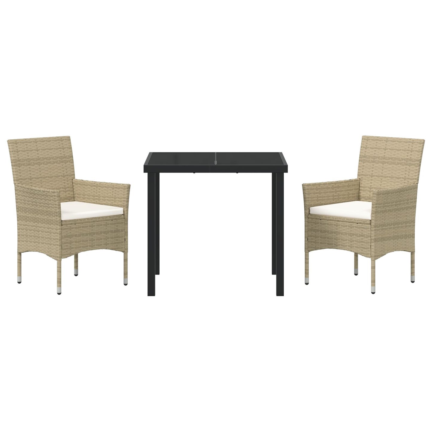 3-Delige Tuin Eetset Beige Poly Riet