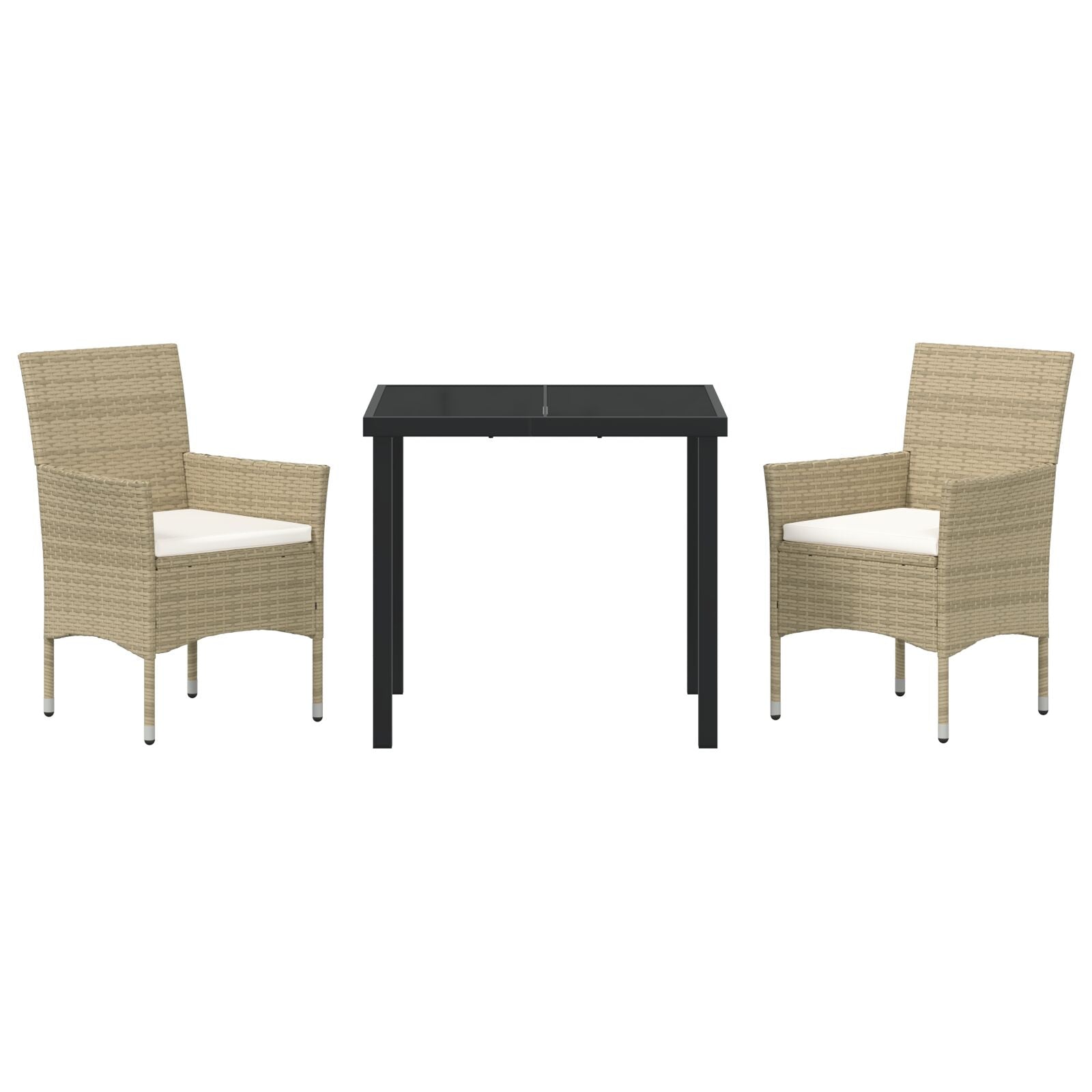 3-Delige Tuin Eetset Beige Poly Riet