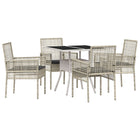 Tuin eettafelset 5-delig lichtgrijs poly rattan