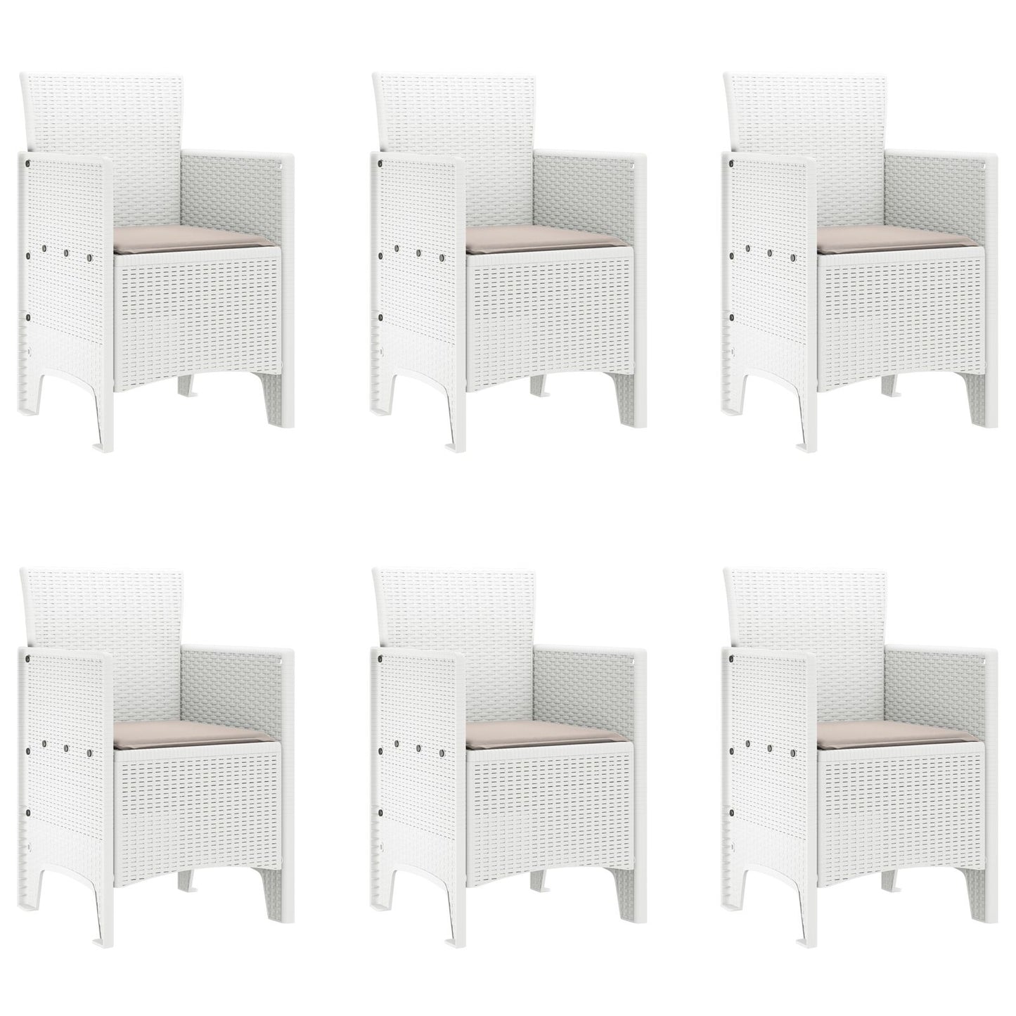 7-Delige Tuin Eetset Met Kussens Wit Poly Rattan
