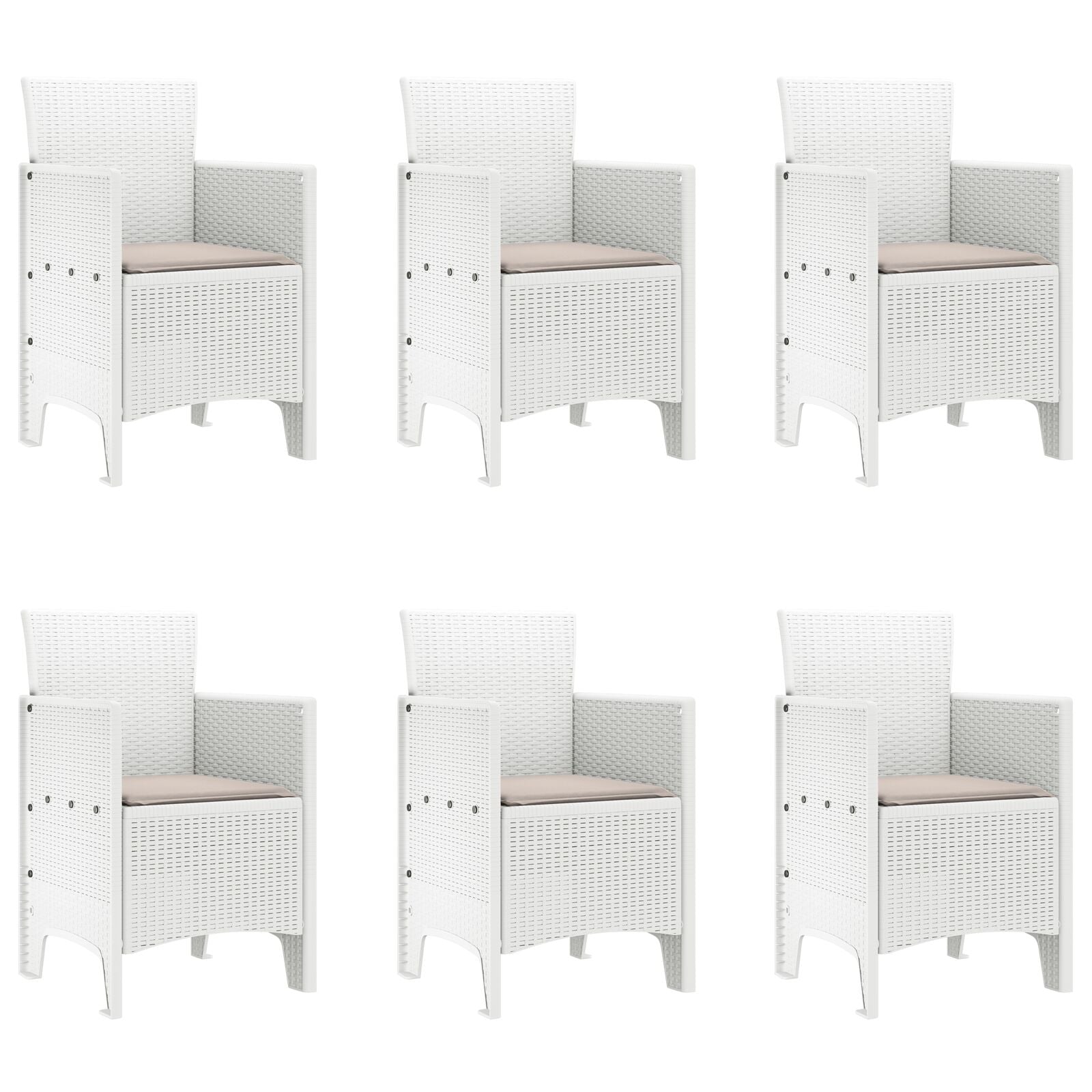 7-Delige Tuin Eetset Met Kussens Wit Poly Rattan