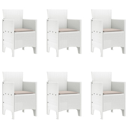 7-Delige Tuin Eetset Met Kussens Wit Poly Rattan