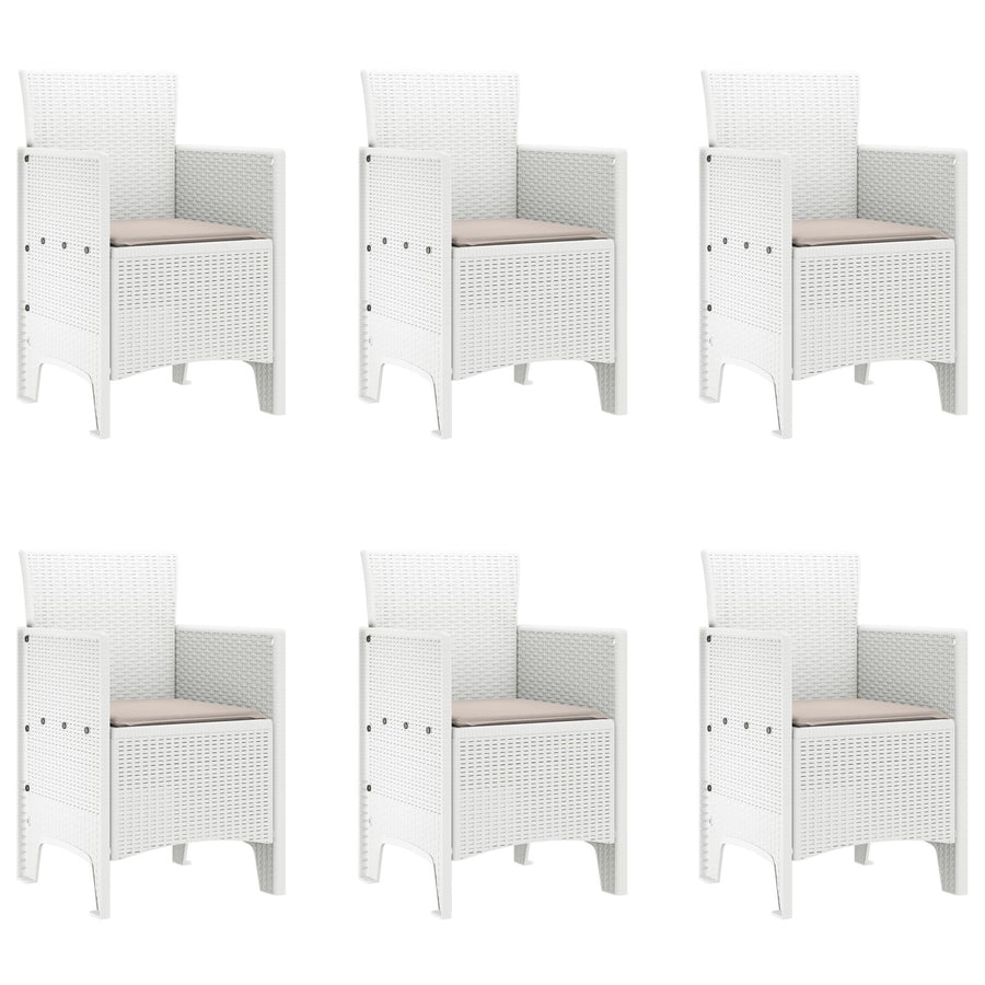 7-Delige Tuin Eetset Met Kussens Wit Poly Rattan