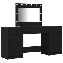 3-Delige Make-Up Tafel Set Met Led - Zwart Geëngineerd Hout
