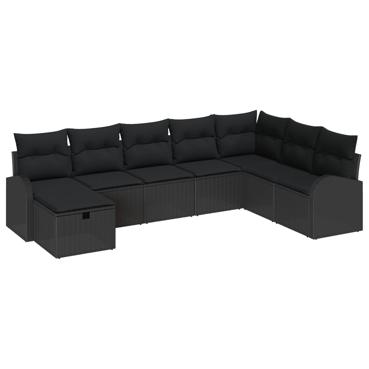 8-Delige Tuin Sofa Set Met Kussens Zwart Poly Rattan