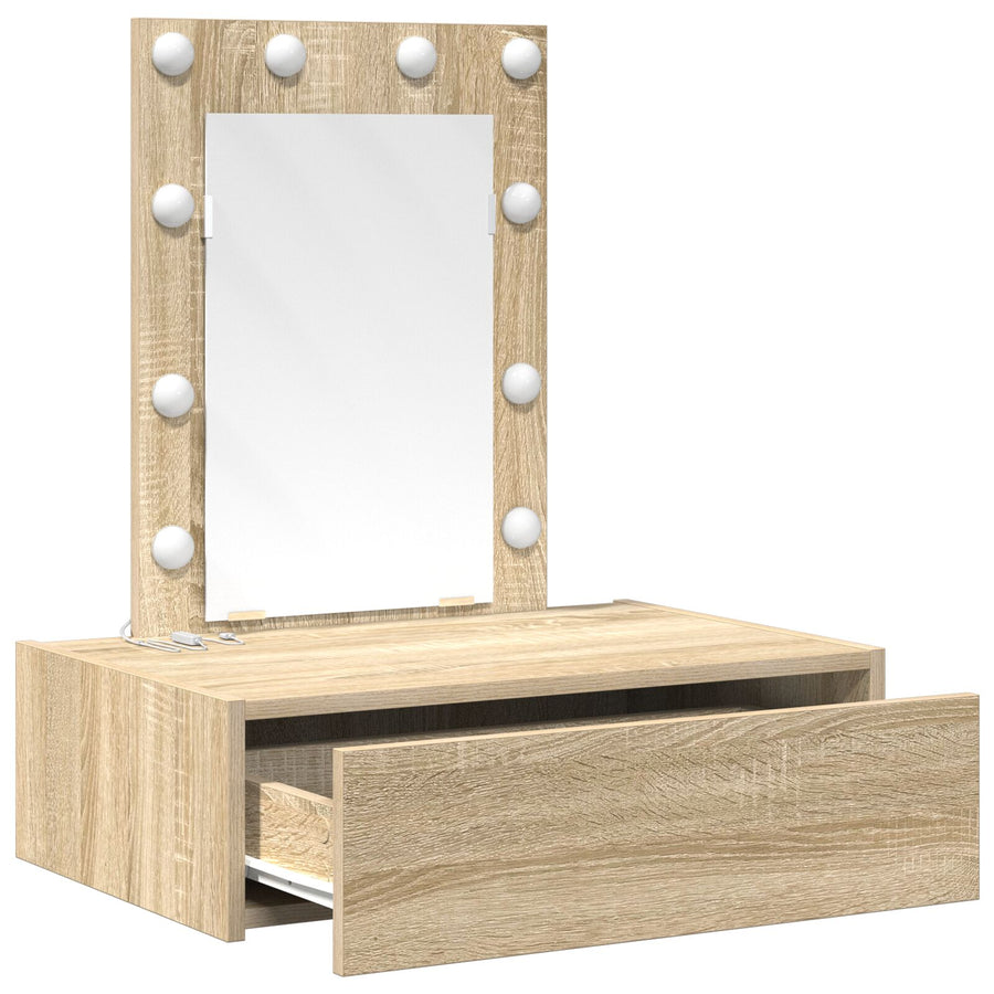 Wandgemonteerde Kaptafel Verlichting 60 x 40 x 70 cm Sonoma eiken met LED