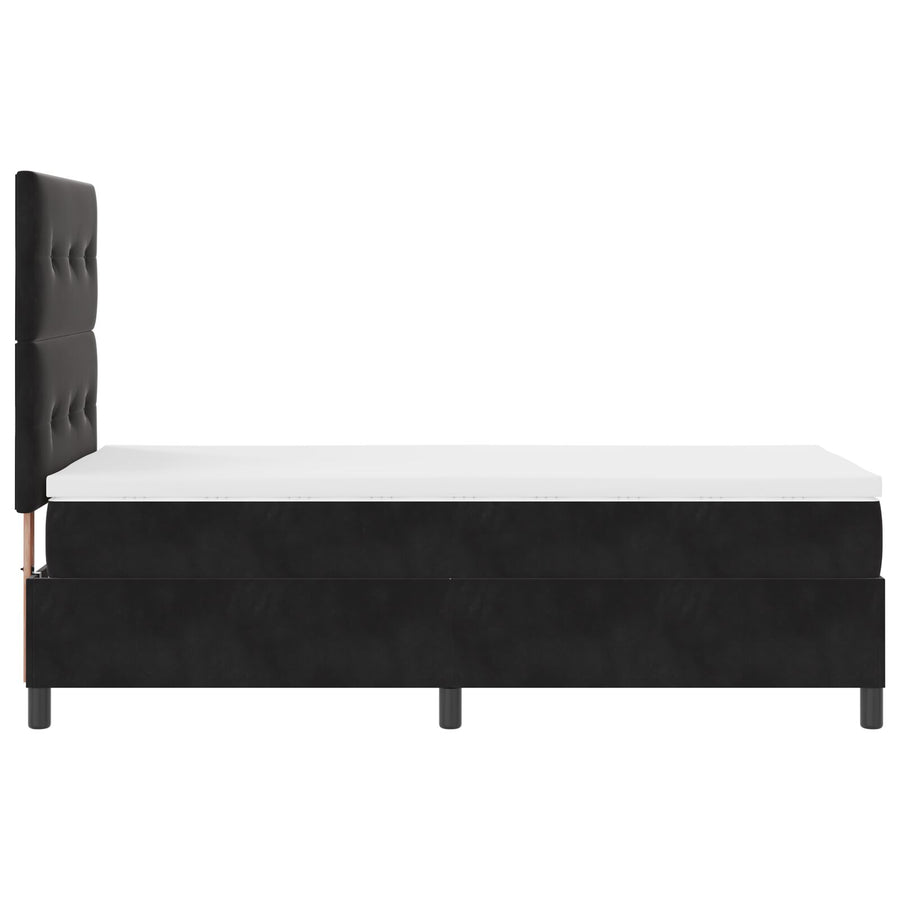 Boxspring Bed Met Matras Zwart 80X200 Cm Velvet Blauw