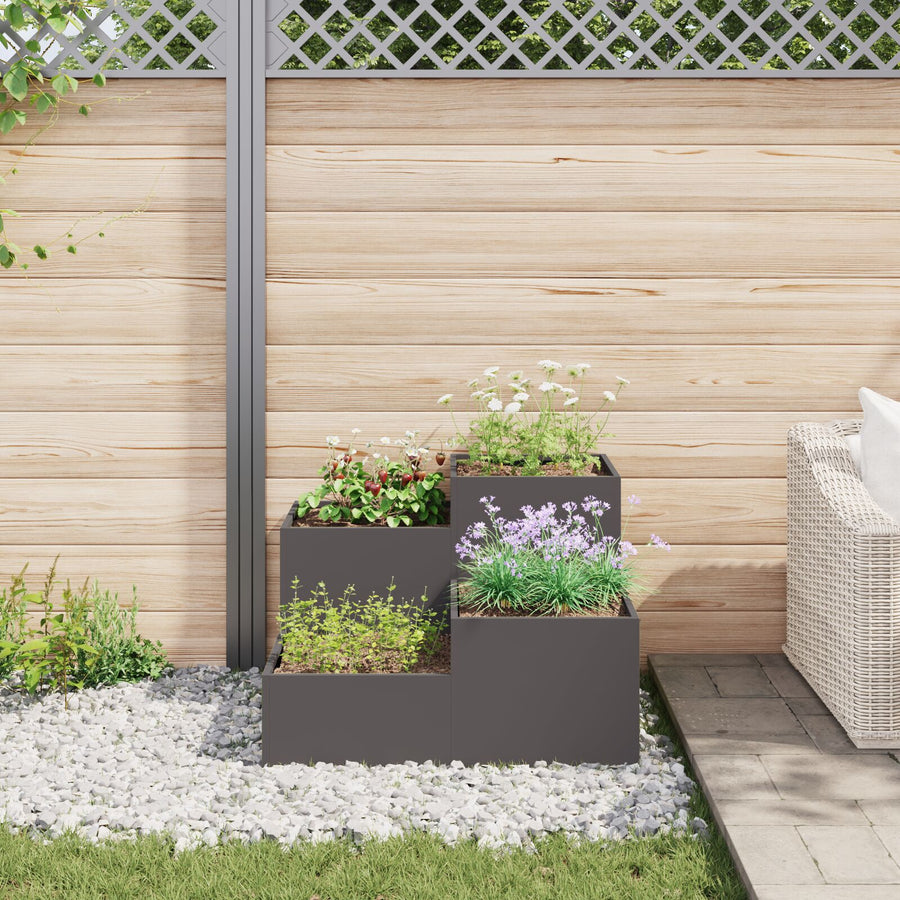 Tuinplantbak Staal Zwart 100 x 100 x 60 cm