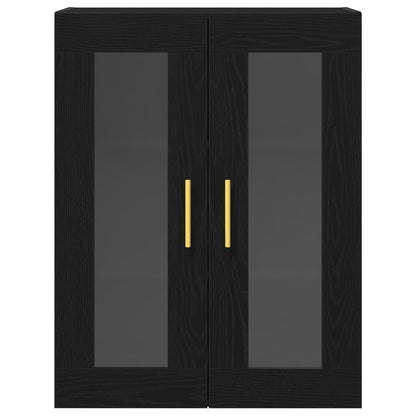 Wandkast Met Glazen Deuren Zwart Eiken 69,5X34X90 Cm