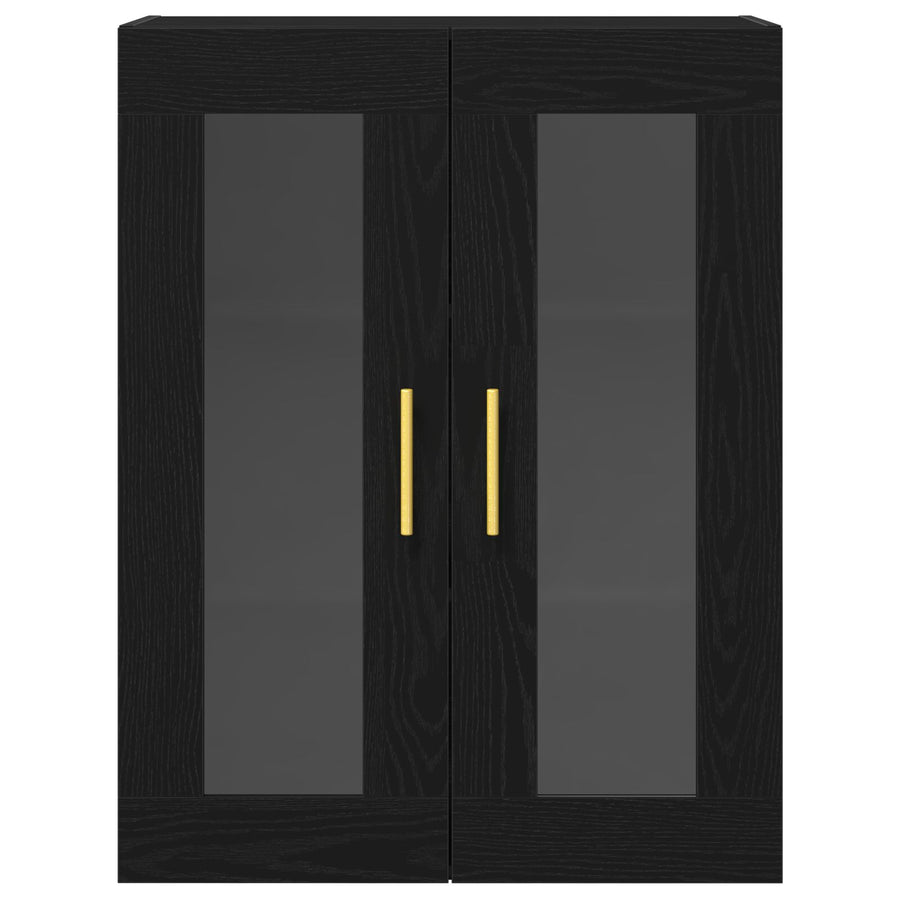 Wandkast Met Glazen Deuren Zwart Eiken 69,5X34X90 Cm