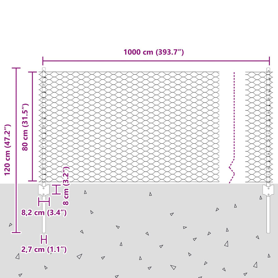 Hekpalen 5 Stuks U-Kanaal Groen 80 Cm Staal,  Hexagon Hek Groen 0.8 X 10 M Staal