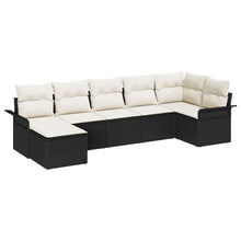 7-delige Tuin Sofa Set met Kussens Zwart Poly Rattan