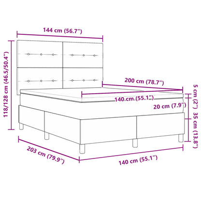 Boxspringbed Met Matras Donkerbruin 140X200 Cm Stof Blauw