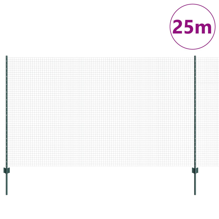 Gelaste Draad Omheining Met 11 U-Palen Groen 1.4X25 M Staal