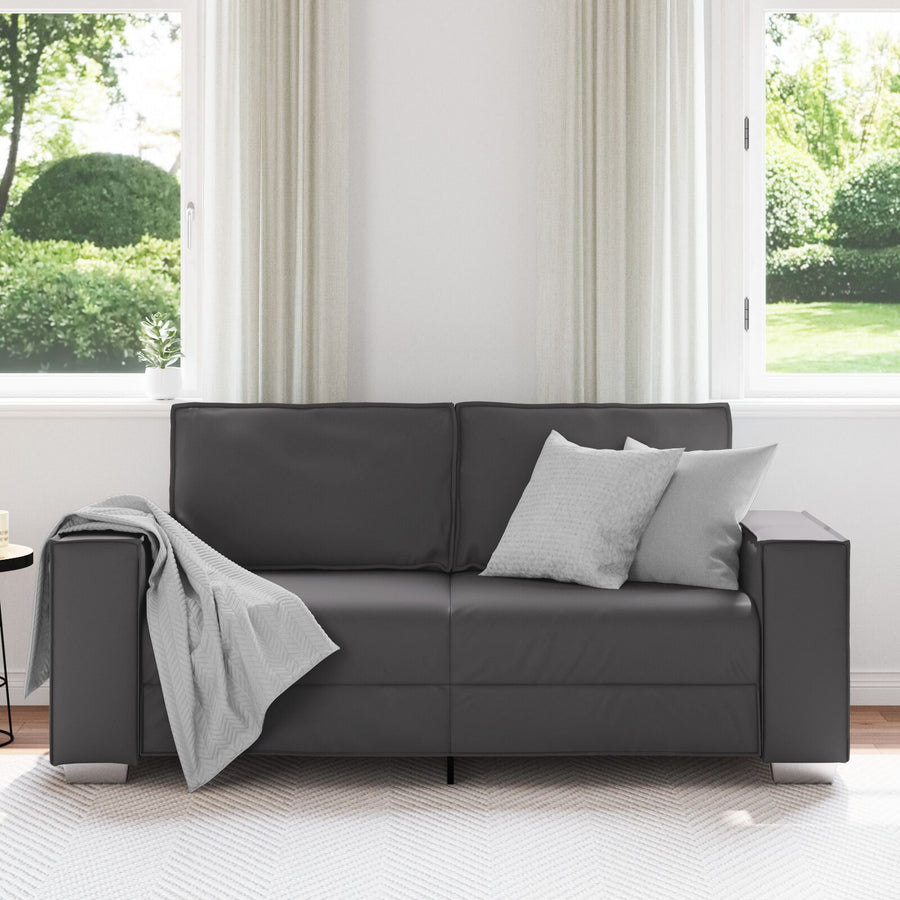 Love Seat Bank Faux Leer Grijs 140 cm