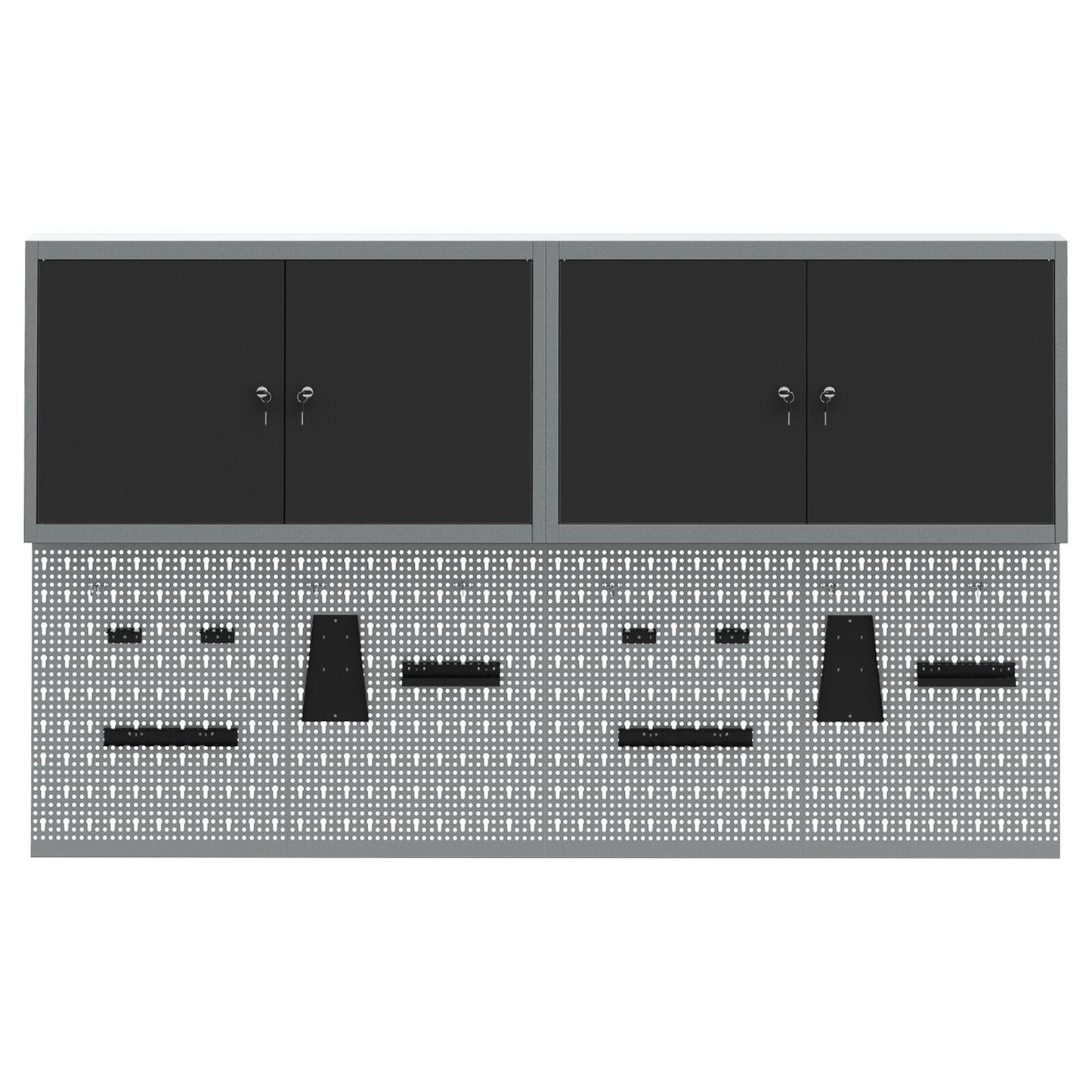 6 Delige Gereedschapskast En Pegboard Set Wandgemonteerd Zwart Metaal