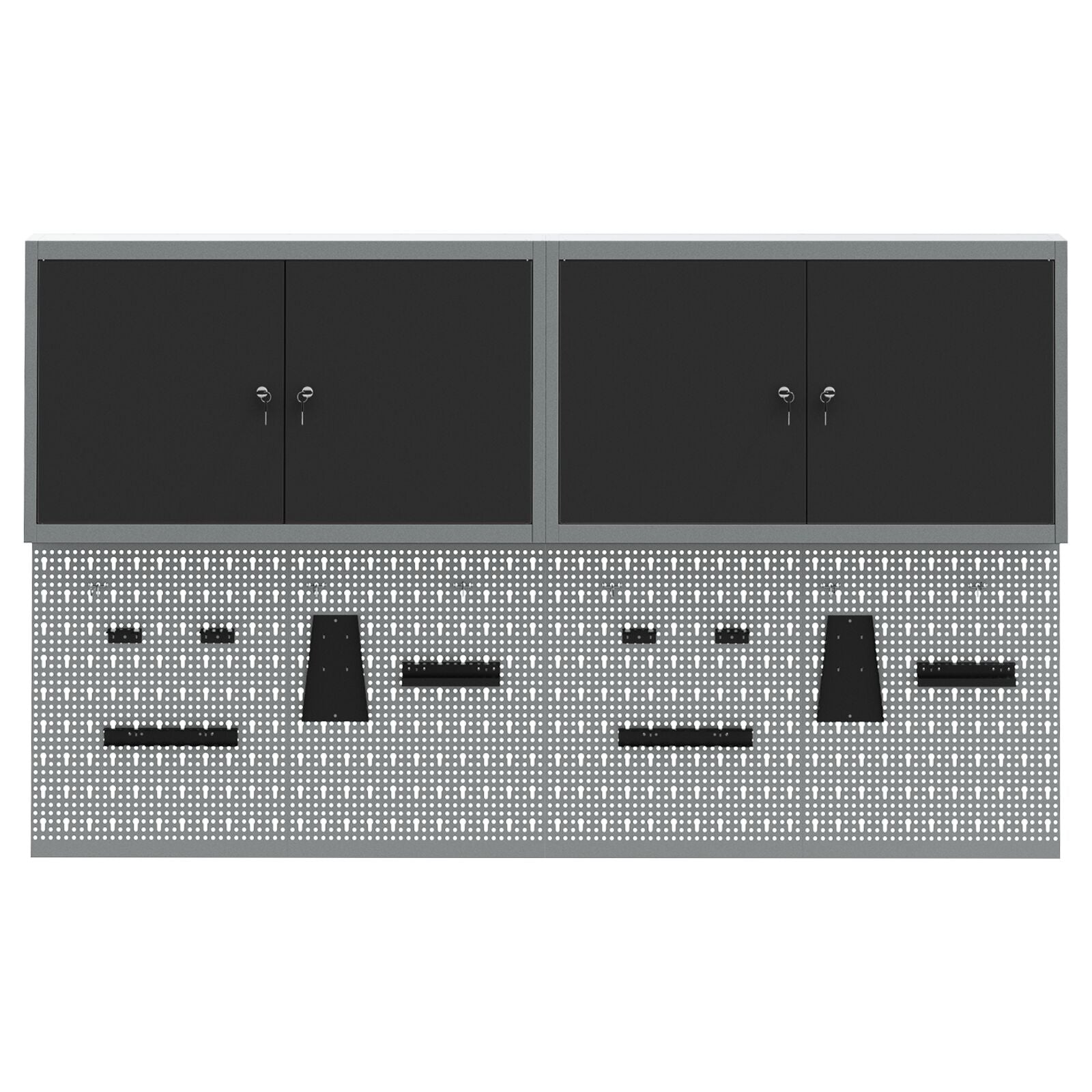 6 Delige Gereedschapskast En Pegboard Set Wandgemonteerd Zwart Metaal