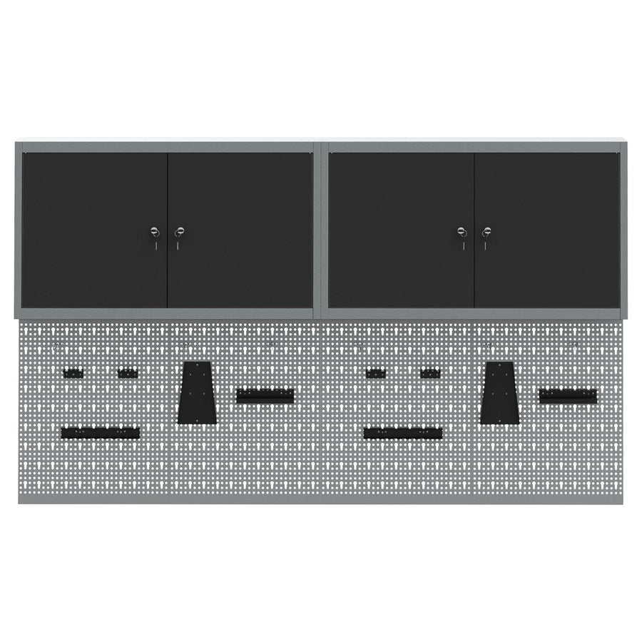 6 Delige Gereedschapskast En Pegboard Set Wandgemonteerd Zwart Metaal