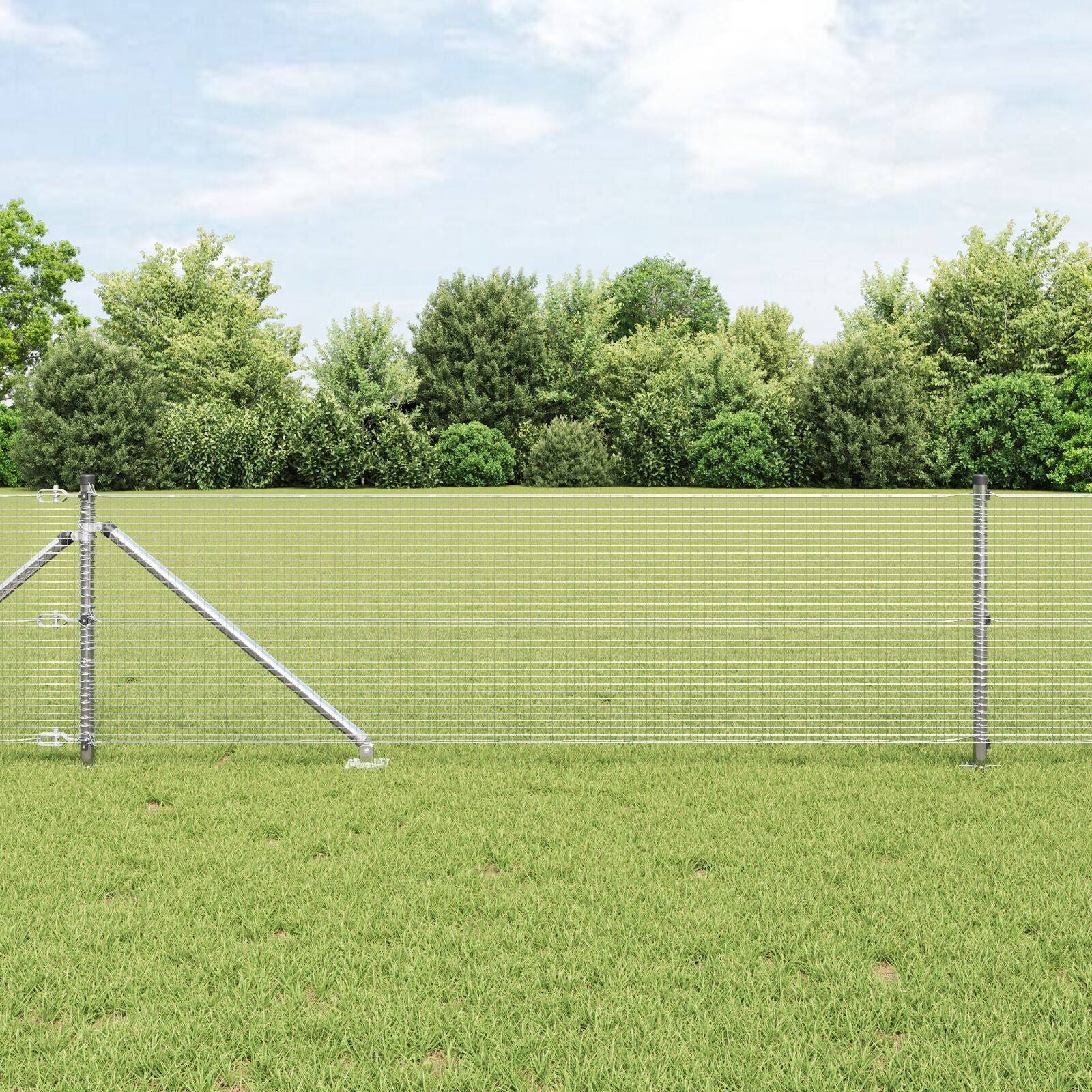 Gelast Draadhek Met 13 Spijkerpalen 0.6X100 M Gegalvaniseerd Staal Gegalvaniseerd Staal