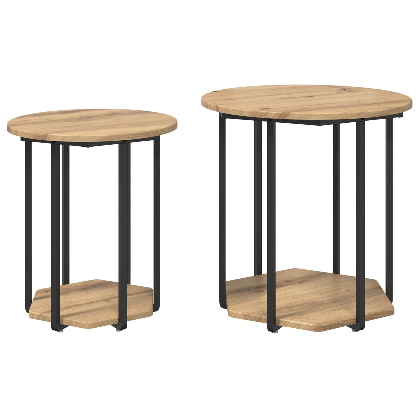 Bijzettafel 2 Stuks Geengineerd Hout En Metaal Artisan eiken