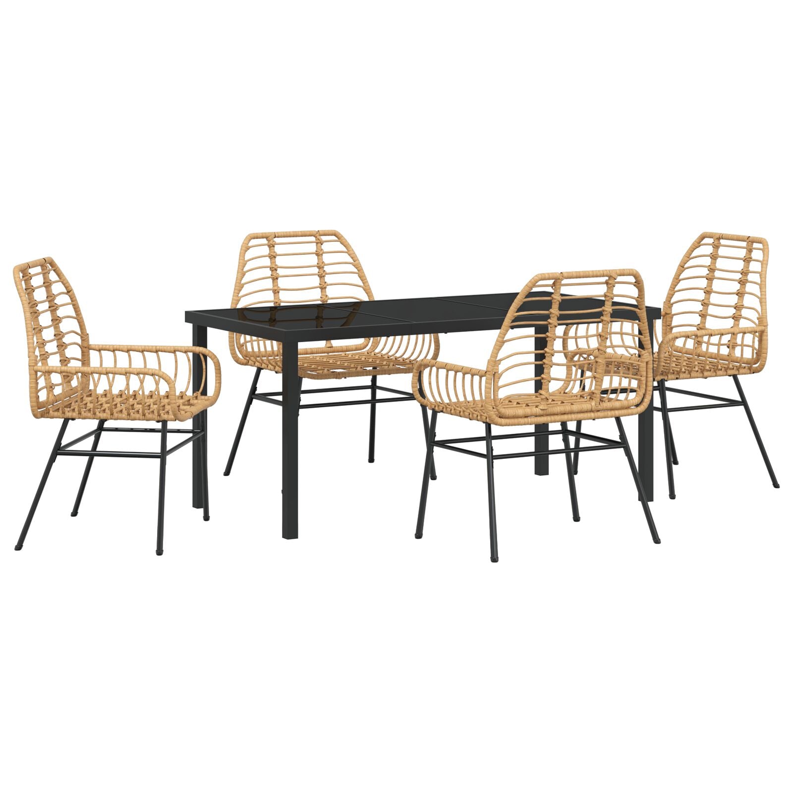 5-Delige Tuin Eet Set Bruin Poly Rattan