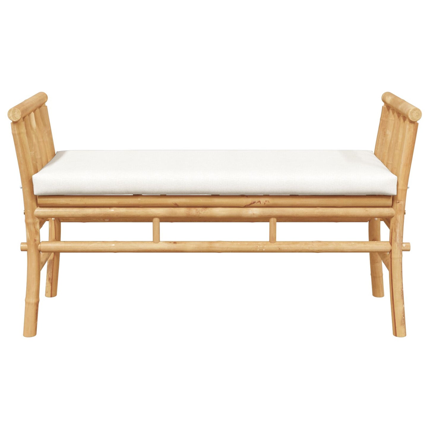 Tuinbank Met Kussen 110 Cm Van Bamboe Crème wit