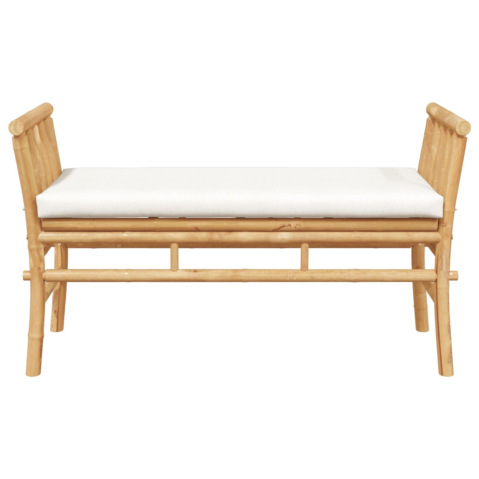 Tuinbank Met Kussen 110 Cm Van Bamboe Crème wit