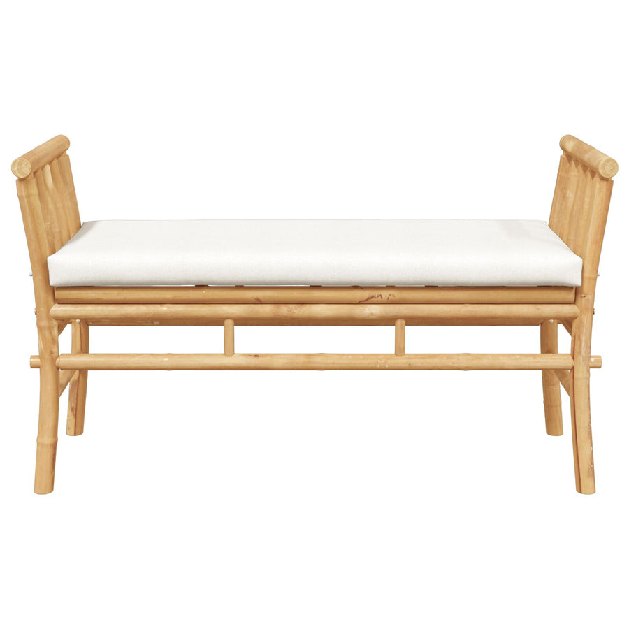 Tuinbank Met Kussen 110 Cm Van Bamboe Crème wit