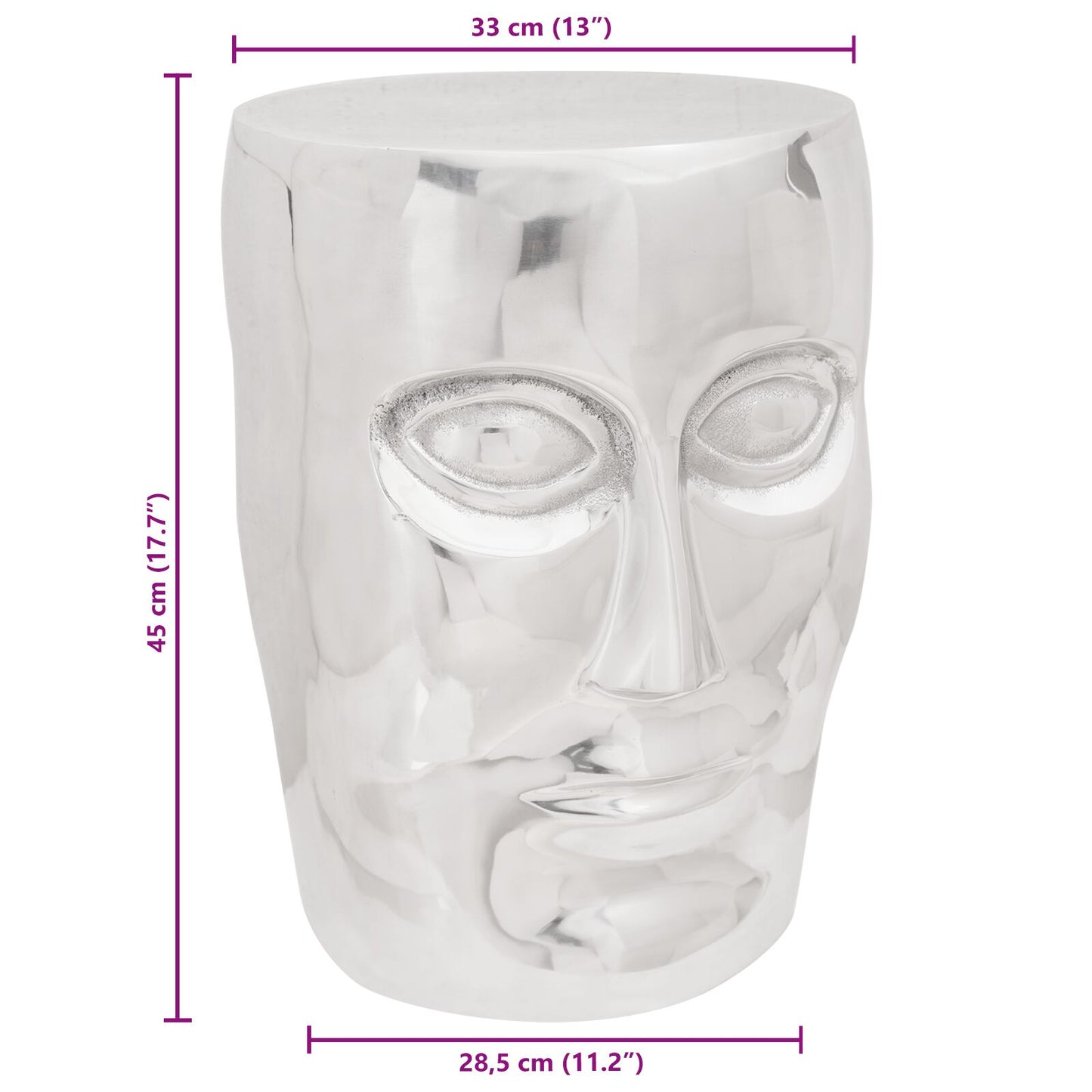 Face Kruk Zilver 33X33X45 Cm Aluminium