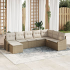 Loungeset polyrattan 8-delig beige