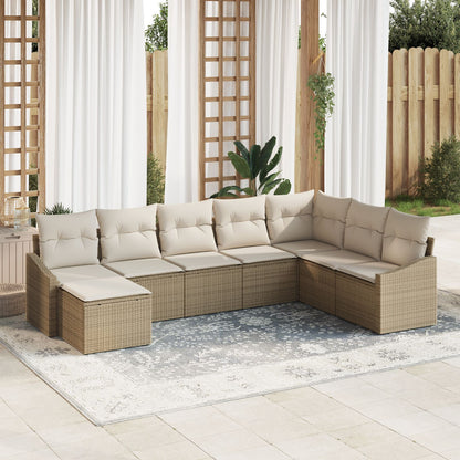 8 Delige Tuinscha Set Met Kussens Beige Poly Rattan