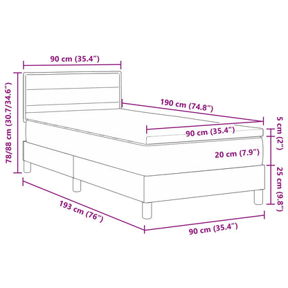 Boxspringbed Met Matras Stof Donkerbruin 90 x 190 cm Lijnen ontwerp