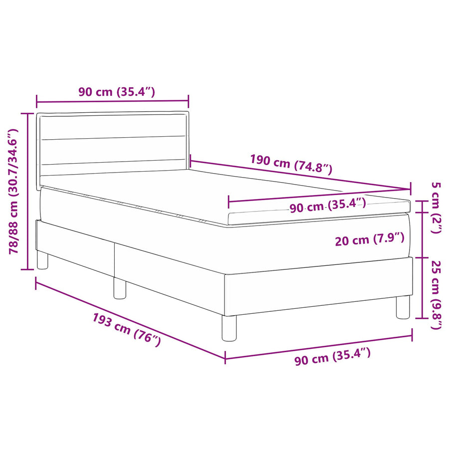 Boxspringbed Met Matras Stof Donkerbruin 90 x 190 cm Lijnen ontwerp
